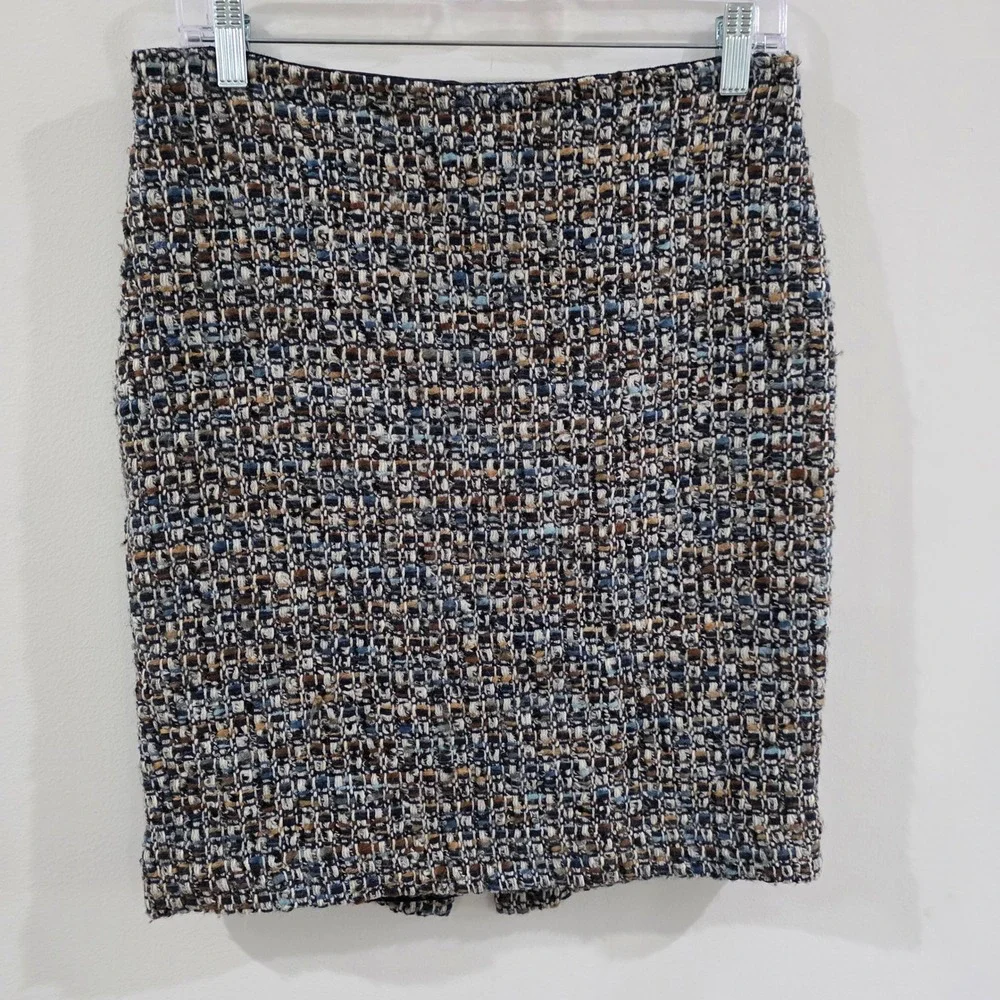 Talbots Womens Skirt Size Petite 4 Blue Tweed Wool Blend Pencil Professional